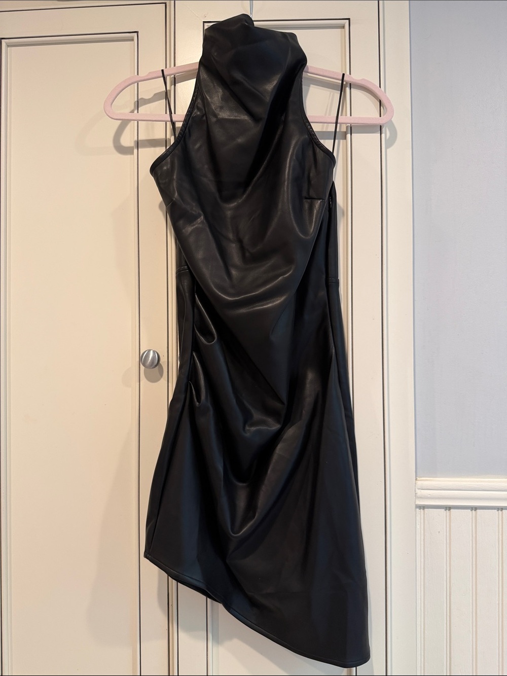Heartloom Black Asymmetrical Faux Leather Dress